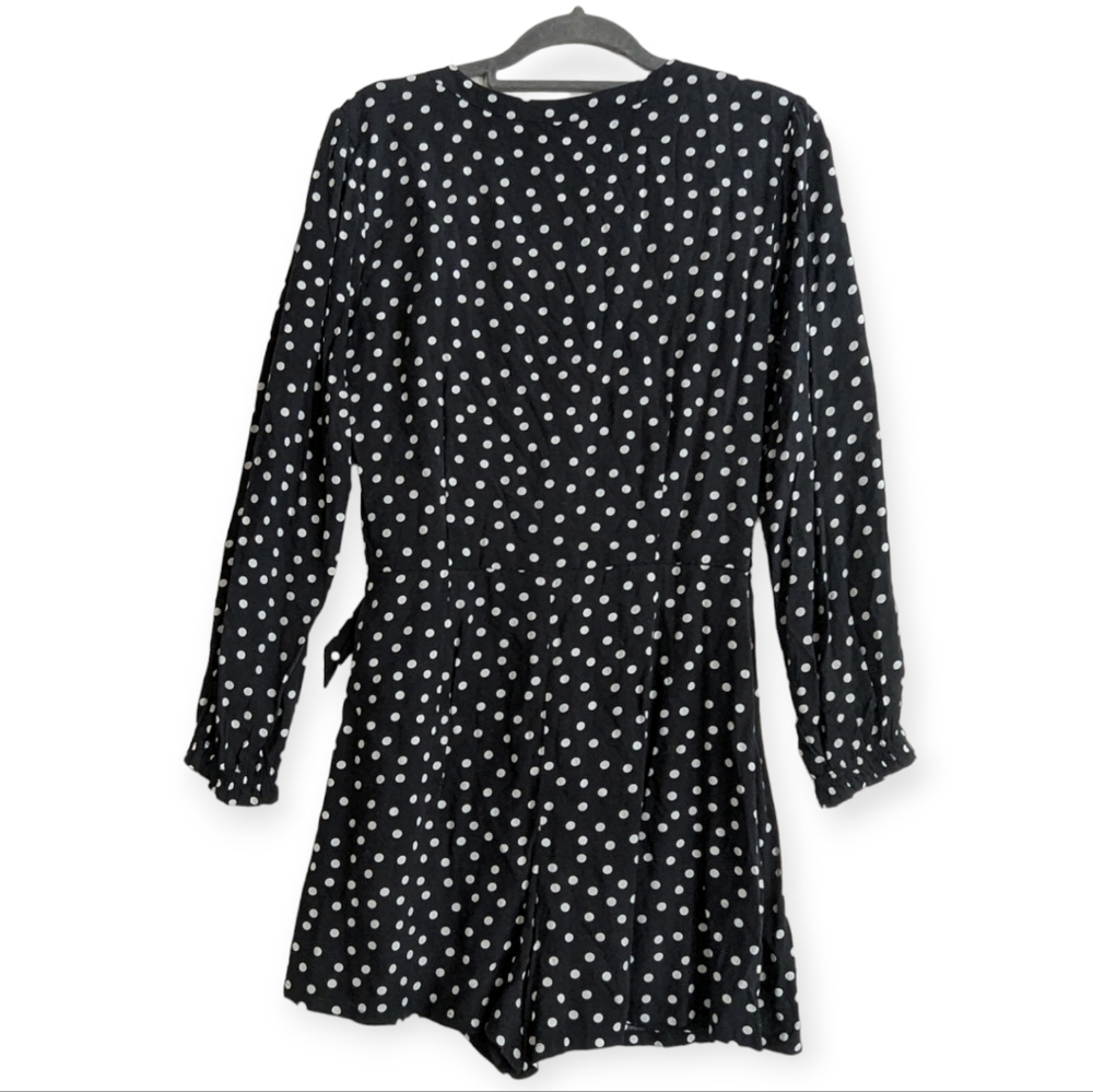 Abercrombie & Fitch Black & White Polka Dot Romper Skort Size Large - Picture 6 of 14
